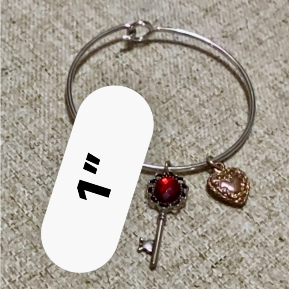 Silver Charm Bracelet with Red and Gold Accents - Picture 8 of 10